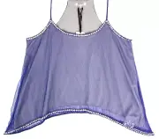 Buffalo David Bitton Crop Flowy Tank Top with Sequins Woman’s Medium Blue NWT