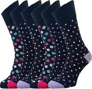 [ZombaFlo] 6 Pairs Diabetic Socks for Women 4-8 | Non Elastic Cotton Rich Soft Top Socks For Women, Polka dots, 4.5-9 US