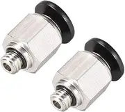 uxcell Straight Pneumatic Push to Quick Connect Fittings M6 Male X 6mm Tube OD Silver Tone 2pcs