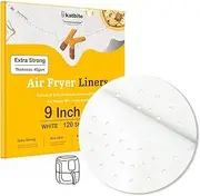 Katbite 9 Inch Air Fryer Parchment Paper, 120Pcs Liners, Non-Stick Perforated for Air Fryers, Bamboo Steamer Liners, Steaming Papers