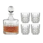 Ecology Glass Decanter Set 5pc - Vintage Whiskey Liquor Scotch Vodka Stopper Glass