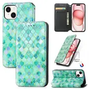 CaseNeo For Apple iPhone 15 Plus Leather Wallet Flip Case With RFID Blocking Credit Card Holder Slots Cover - Emerald