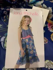 JONA MICHELLE GIRLS FLORAL SUNDRESS (BLUE/ PINK 10)NWT