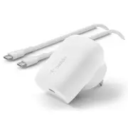 Belkin BoostCharge 30W USB-C PD 3.0 PPS Wall Charger with USB-C Cable - White [WCA005au1MWH-B6#]