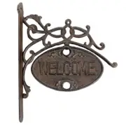 French Country Wall Art Welcome Goodbye Hanger Wrought Iron Metal