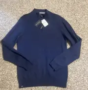 Mizzen + Main Men's Small Sweater Blue Cassady Quarter 1/4 Zip Stretch Pullover