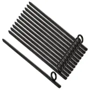 12 Pack 17 Inch Black Ground Anchor, Heavy Duty Steel Rebar Stakes with Loop,