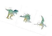 Mipcase 1set Watercolor Dinosaur Wall Art Unframed Canvas Decor for Nursery Room and Living Room Stylish Decorative Dinosaur Paintings 3pcs