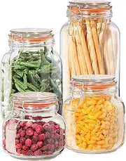 OGGI 4 Piece Airtight Glass Storage Containers Set - Includes 4 Glass Kitchen Canisters with Clamp Lids & Silicone Seals - Farmhouse Kitchen Décor, Kitchen Storage, Pantry Storage, Food Storage