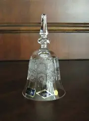 Bohemia Czech Crystal hand cut Bell, 8" tall, Queen Lace