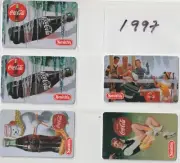 1997 Smith's Complete Set of 5 Coke Phonecards 4-3min and 1-10min. RARE MINT