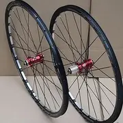 26" MTB Wheelset Flat Spokes Quick Release Disc Brake Mountain Bike Cassette Bearing Hubs for 8 9 10 11 Speed Steel Freehub (Color : Black-Red, Size : 26inch)