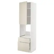 METOD / MAXIMERA hi cab f ov w dr/2 frnt/1 m/1 h drw, white/Havstorp beige, 60x60x220 cm