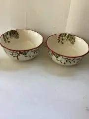 BETTER HOMES & GARDENS Heritage Collection Holly Berry Nesting 7” Bowl X2