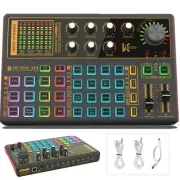 Sound Mixer Board, LED Light Voice Changer Sound Card with Multiple Sound Eff...