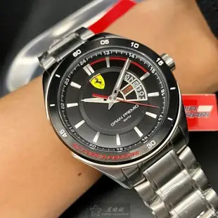 FERRARI手錶, 男錶 46mm 黑圓形精鋼錶殼 黑色中三針顯示, 運動錶面款 FE00071