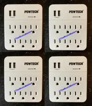 4X Surge Protector 6 Outlet Power Splitter Electrical Outlet Adapter 2 USB Ports