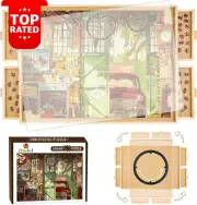 Jigsaw Puzzle Board with Cover Lazy Susan Rotating Wooden Puzzle Table 1000pcs E