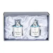 Silver Plate Tooth & Curl Blue Home/Nursery Decorative Keepsake Box Gift Set
