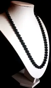 VINTAGE BALTIC AMBER STONE ROUND 9 mm BEADS "LAVA" NECKLACE