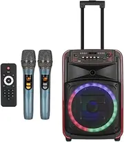5 LED 12-Inch Bluetooth Party Speaker with Wireless Microphone -PA & Stage, Bluetooth Disco Speaker with LED Lights, Portable PA Systems, Battery Powered PA System, Portable PA Speaker