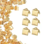 200Pcs 8mm Ribbon Crimp Clamp Ends Bookmark Pinch Cord End Clasps, Silver