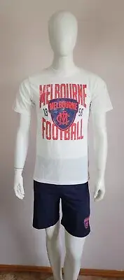 Melbourne Demons AFL AFMEL0839 W24 Mens Short Sleeve Pyjama Set Size S New