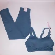 Victoria Secret Workout Set Small Leggings XS Sports Bra Blue High Rise Cloud