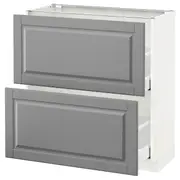 METOD base cabinet with 2 drawers, white Maximera/Bodbyn grey, 80x37x80 cm
