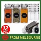 12x Clear Square Glass Jars Lid Spice Herb Seasoning Condiment Storage AU