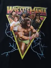 WWF WWE T Shirt Mens, Black, Small Wrestlemania Bret Hart Ultimate Warrior Macho