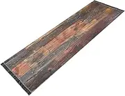 ZRYSMY Washable Runner Rug Wooden Texture Retro 2’ x 6’ Non-Slip Floor Carpet Runner Rug for Hallways Kitchen Laundry Room Bedroom Floor Carpet Runner- Soft Thin Mat for Family Pet