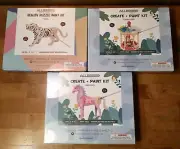Paint Kits UNICORN, CAROUSEL & TIGER Level 3 Allessimo Reality Puzzle Lot Of 3