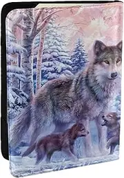 [JEJEA] Wolves Family Print Travel Organizer Credit Cards Case Passport BookPassport Holder Cover Wallet forTraveling,, Black, One Size
