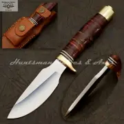 Custom Made Forged Randall Alaskan Skinner REPLICA Finger Grooved Leather Handle