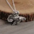Silver Betta Necklace - Betta Charm Necklace - Fighting Fish Charm - Betta Gift