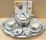 Herend Chinese Bouquet Turquoise w/ Platinum - Tea for Two Set Brand New $1420