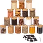 ® 18-Piece Glass Spice Jars Set with Bamboo Lids & Labels - Airtight Pantry Stor