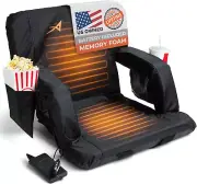 Double Heated Stadium Bleacher Seat, 20-Inch Wide, Foam, Foldable, Cup Holders,