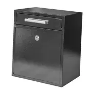 LOCK-MA018-B-L Wall-Mount Mailbox, Black, Modern Metal Mounted Key Lock L