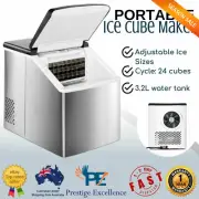 3.2L Ice Cube Maker Machine Portable Commercial Cubes Countertop Stainless Steel