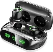 Bluetooth Earbuds Wireless Headphones,Button Control/One-Step Pairing/200H Play Time/LED Display/IP7 Waterproof TWS Earphones in-Ear w/HD Mic Hi-Fi Stereo Sound