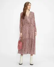 Ted Baker Vallyy Midi Dress Size 8 Ted Size 3 Purple Animal Print Faux Wrap