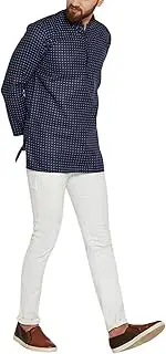 [Royal] Men's Cotton Linen Printed Short Kurta