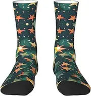 [EdWal] Soft Atomic Stars Retro Pattern print print Moisture Wicking Socks Sports Socks for Men and Women Warm thermal Boot Hiking Socks