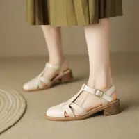 在飛比找momo購物網優惠-【WYPEX】現貨+預購 春夏真皮羅馬涼鞋女鞋 低跟粗跟瑪莉