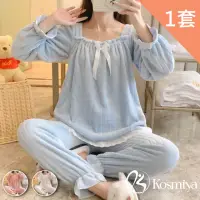 在飛比找momo購物網優惠-【Kosmiya】1套 甜系公主風法蘭絨珊瑚絨睡衣居家服(多