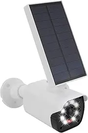 Twilight Garage Solar Security Lights Outdoor, Super Bright 800 Lumen Solar Motion-Activated Floodlights, Dummy Camera with Red LED Flashing Warning Light, Realistic Look, with Warning Sticker