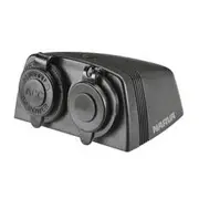 Narva Heavy Duty Twin Accessory USB & USB-C Socket Black Housing - 81173BL