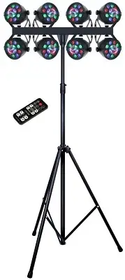 Complete Professional 8-Par Stage LED Lights DJ Band DMX System & Stand MU-L53GG